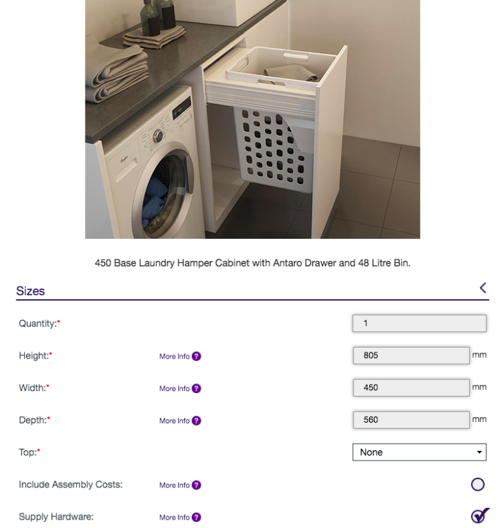 OneCab's laundry base hamper option